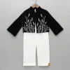 Clearance White Jumpsuit With Black Embroidered Jacket Ethnic Wear