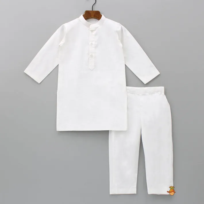 Outlet White Kurta With Asymmetric Printed Dual Tone Jacket And Pyjama BOY Indian Ethnic Wear | Ethnic Sets