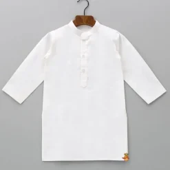 Outlet White Kurta With Asymmetric Printed Dual Tone Jacket And Pyjama BOY Indian Ethnic Wear | Ethnic Sets