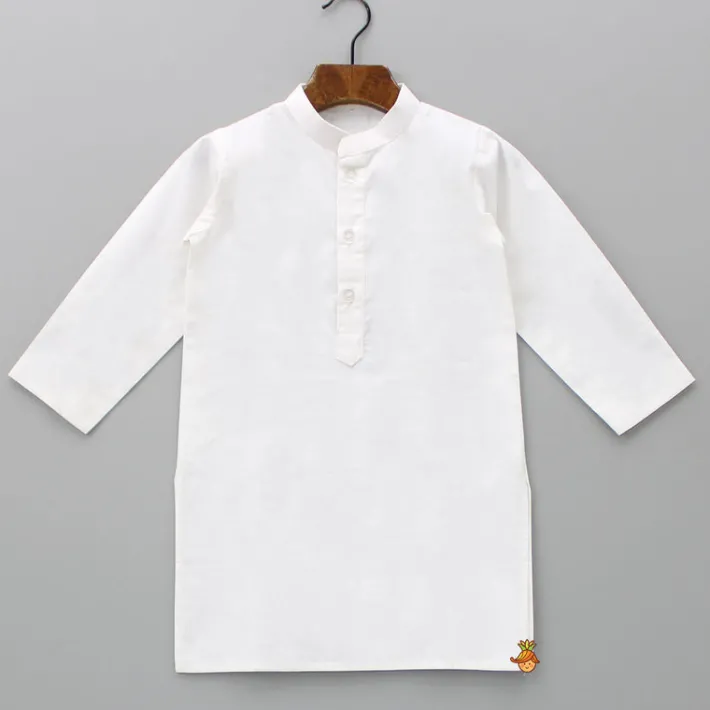 Outlet White Kurta With Asymmetric Printed Dual Tone Jacket And Pyjama BOY Indian Ethnic Wear | Ethnic Sets
