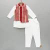 Clearance White Kurta With Embroidered Lace Work Jacket And Pant BOY Indian Ethnic Wear | Ethnic Sets