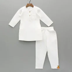 Clearance White Kurta With Embroidered Lace Work Jacket And Pant BOY Indian Ethnic Wear | Ethnic Sets