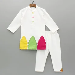 Hot White Multicolour Embroidered Kurta And Pyjama BOY Indian Ethnic Wear | Ethnic Sets