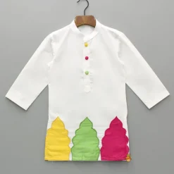 Hot White Multicolour Embroidered Kurta And Pyjama BOY Indian Ethnic Wear | Ethnic Sets