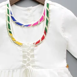 Fashion White Multicolour Embroidered Kurti With Gota Lace Detailing Ethnic Wear | Kurtis & Jumpsuits