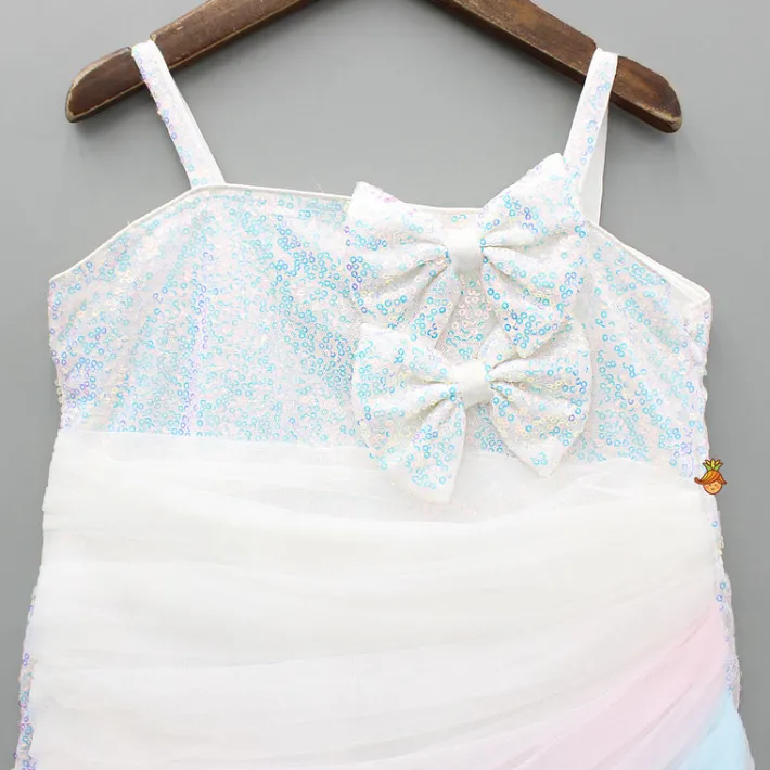 Outlet White Sequin Embellished Strappy Dress With Detachable Multicolour Trail Dresses & Sets | Dresses