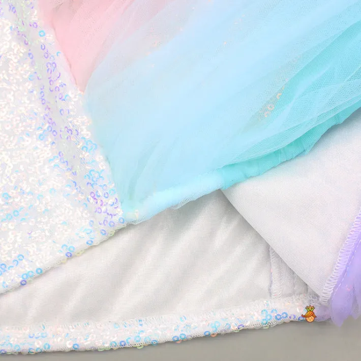 Outlet White Sequin Embellished Strappy Dress With Detachable Multicolour Trail Dresses & Sets | Dresses