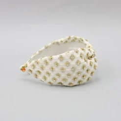 Hot White Stones And Sequins Floral Embroidered Hair Band Hair Accessories | Hair Bands