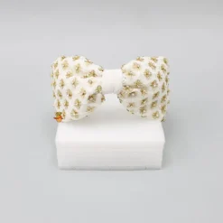 Hot White Stones And Sequins Floral Embroidered Hair Band Hair Accessories | Hair Bands