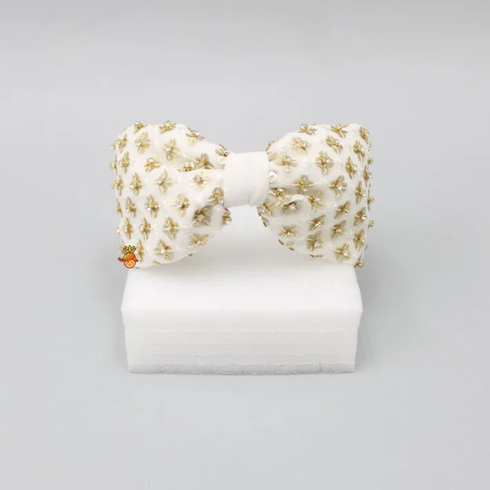 Hot White Stones And Sequins Floral Embroidered Hair Band Hair Accessories | Hair Bands