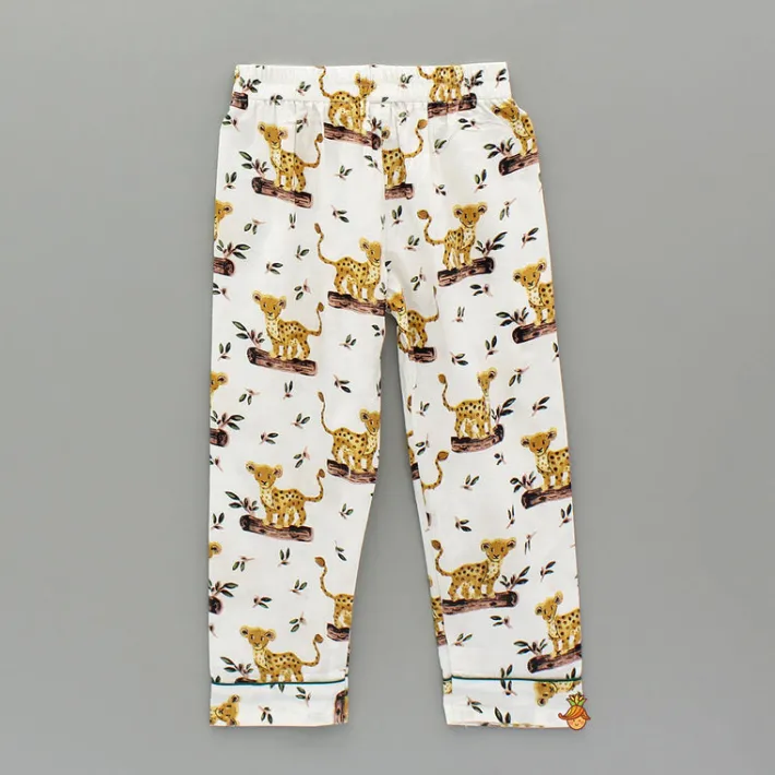 Clearance White Tiger Printed Notch Collar Sleepwear BOY Sleep Wear | Sleepwear