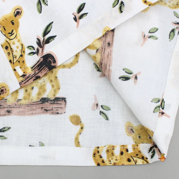 Clearance White Tiger Printed Notch Collar Sleepwear BOY Sleep Wear | Sleepwear