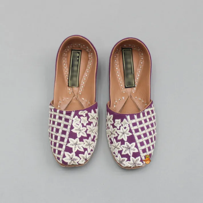 Best Wine Checks And Floral Embroidered Jutti BOY Shoes | Shoes