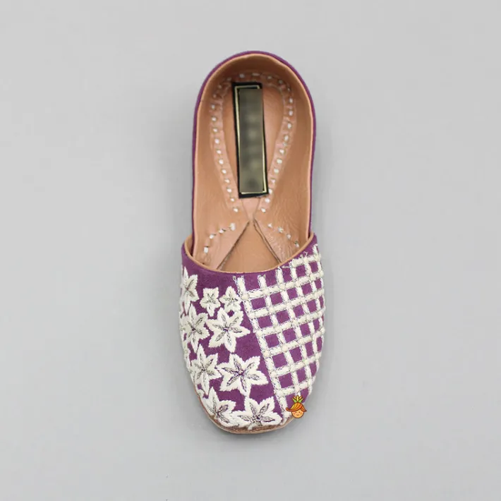 Best Wine Checks And Floral Embroidered Jutti BOY Shoes | Shoes