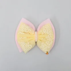 Sale Yellow And Pink Net Dual Bowie Hair Clip Hair Accessories | Hair Clips