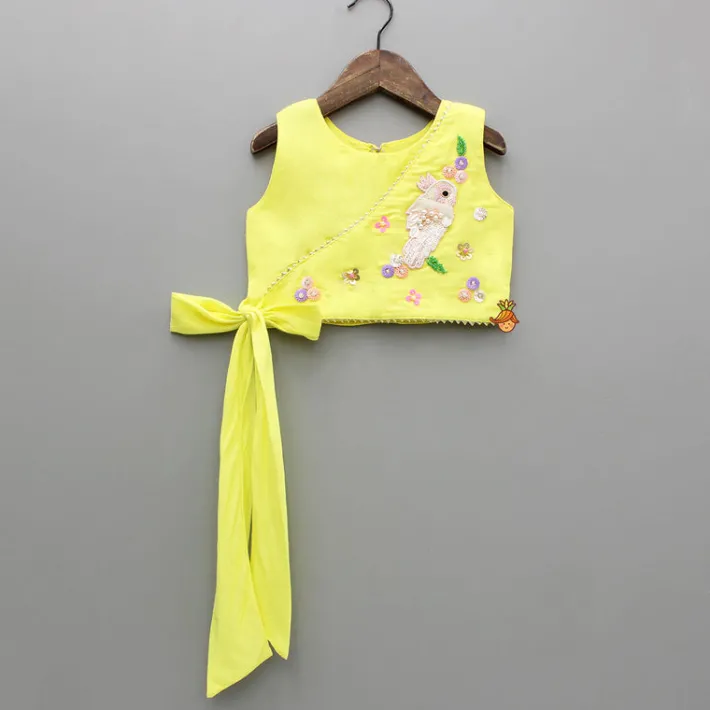 Hot Yellow Beaded Embroidery Top With Lehenga Ethnic Wear | Lehengas & Ghagras