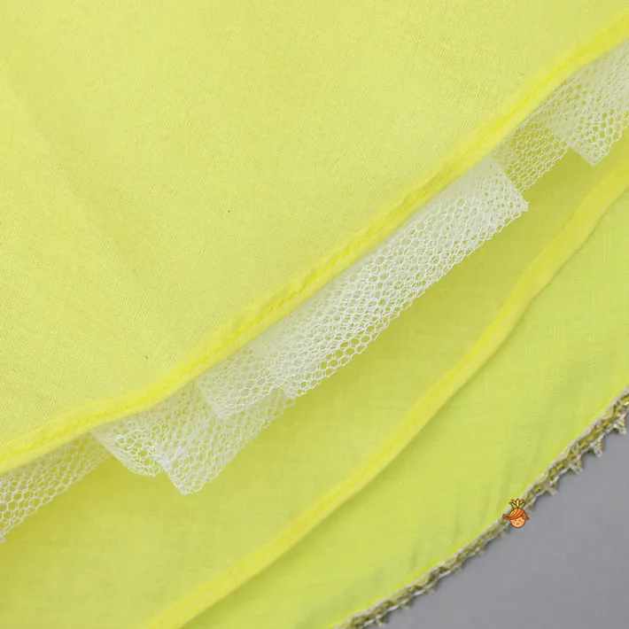 Hot Yellow Beaded Embroidery Top With Lehenga Ethnic Wear | Lehengas & Ghagras