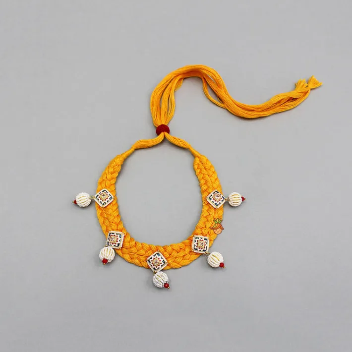 Clearance Yellow Embellished Beautiful Choker Necklace And Earrings Jewellery