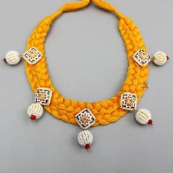 Clearance Yellow Embellished Beautiful Choker Necklace And Earrings Jewellery
