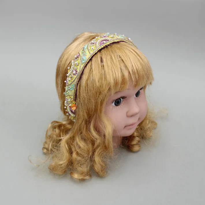Fashion Yellow Embroidered And Embellished Hairband Hair Accessories | Hair Bands
