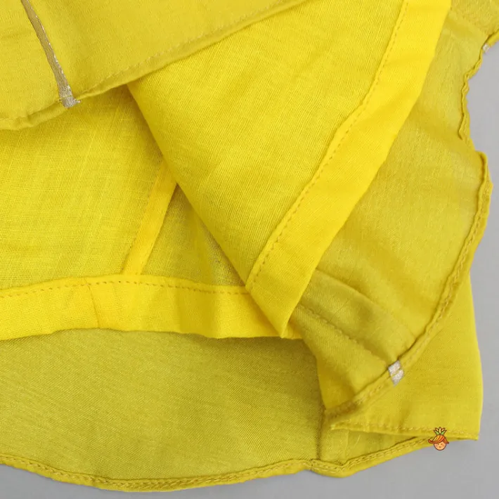 New Yellow Embroidered And Embellished Kurti With Palazzo Ethnic Wear | Palazzos & Shararas