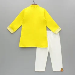 Discount Yellow Embroidered And Faux Mirror Work Kurta And Pyjama BOY Indian Ethnic Wear | Ethnic Sets