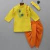 Online Yellow Embroidered Kurta And Dhoti With Mukut BOY Indian Ethnic Wear | Ethnic Sets