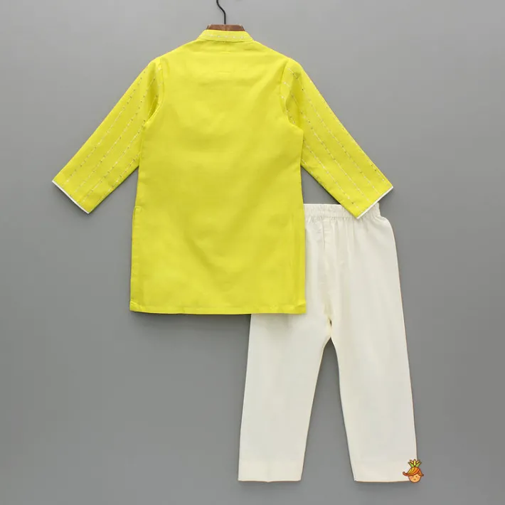 Sale Yellow Embroidered Kurta And Pyjama BOY Indian Ethnic Wear | Ethnic Sets