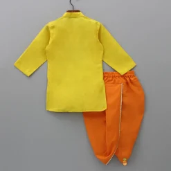 Online Yellow Embroidered Kurta And Dhoti With Mukut BOY Indian Ethnic Wear | Ethnic Sets