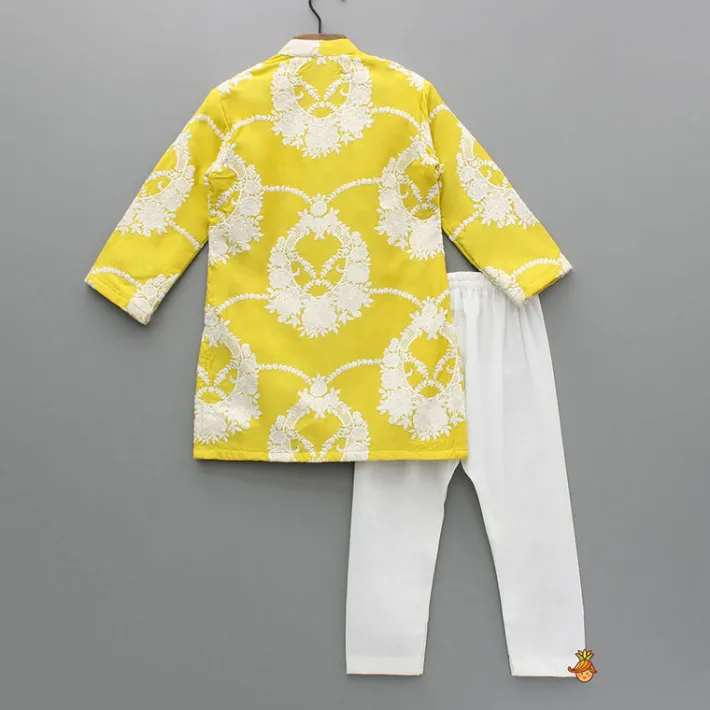 Clearance Yellow Embroidered Kurta With Pyjama BOY Indian Ethnic Wear | Ethnic Sets
