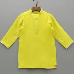 Sale Yellow Embroidered Kurta And Pyjama BOY Indian Ethnic Wear | Ethnic Sets