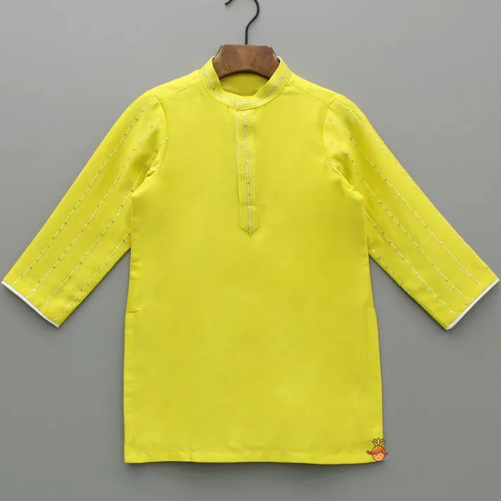 Sale Yellow Embroidered Kurta And Pyjama BOY Indian Ethnic Wear | Ethnic Sets