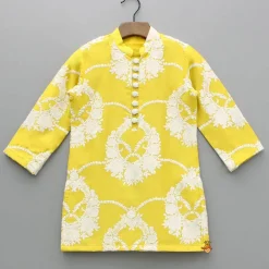 Clearance Yellow Embroidered Kurta With Pyjama BOY Indian Ethnic Wear | Ethnic Sets