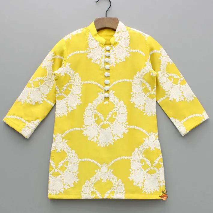 Clearance Yellow Embroidered Kurta With Pyjama BOY Indian Ethnic Wear | Ethnic Sets
