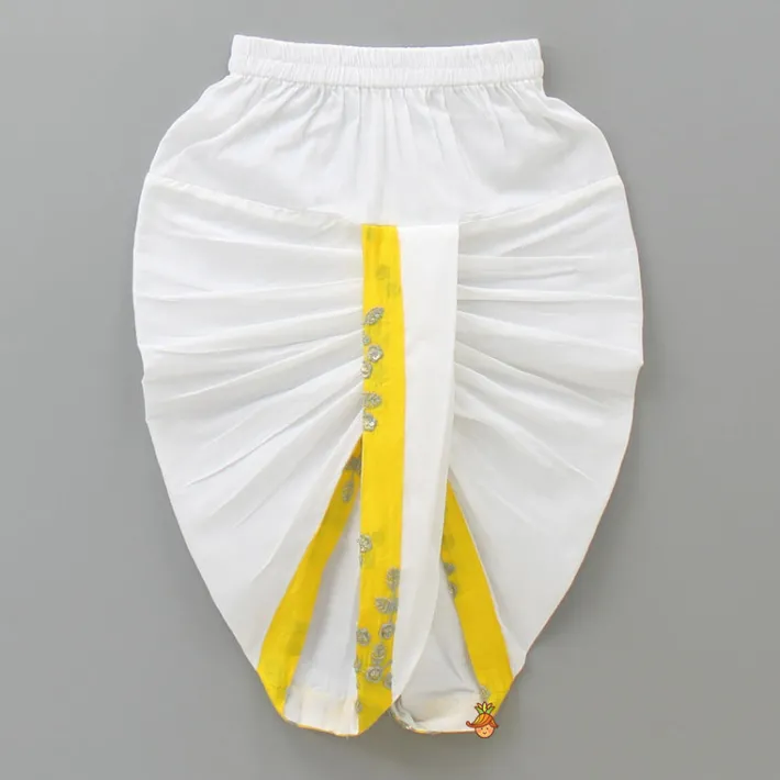 Clearance Yellow Embroidered Kurta And White Dhoti BOY Indian Ethnic Wear | Ethnic Sets