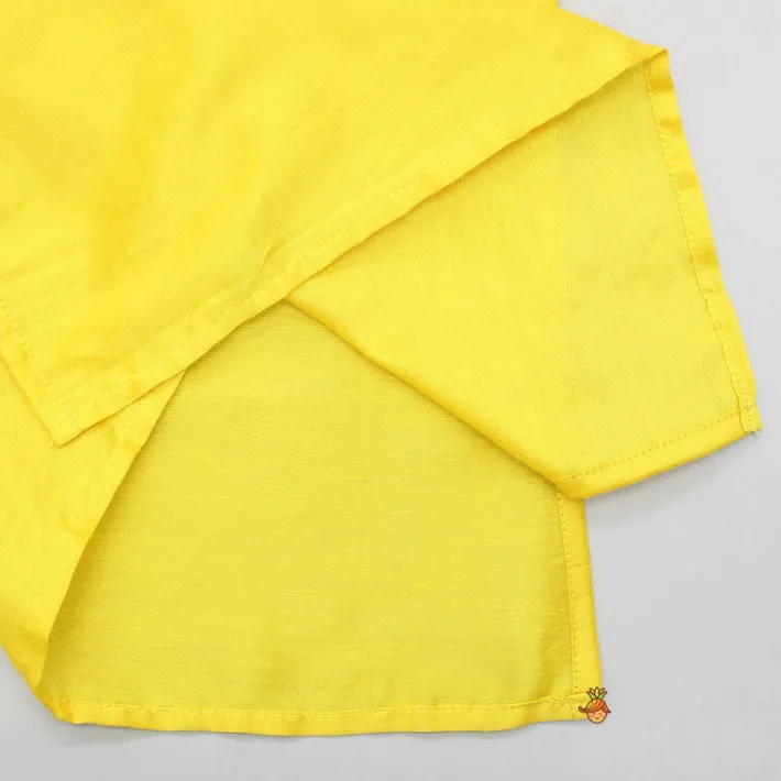 Discount Yellow Embroidered Kurta And Dhoti With Krishna Head Band BOY Indian Ethnic Wear | Ethnic Sets