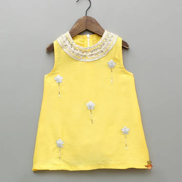 New Yellow Embroidered Kurti And Flared Palazzo Ethnic Wear | Palazzos & Shararas