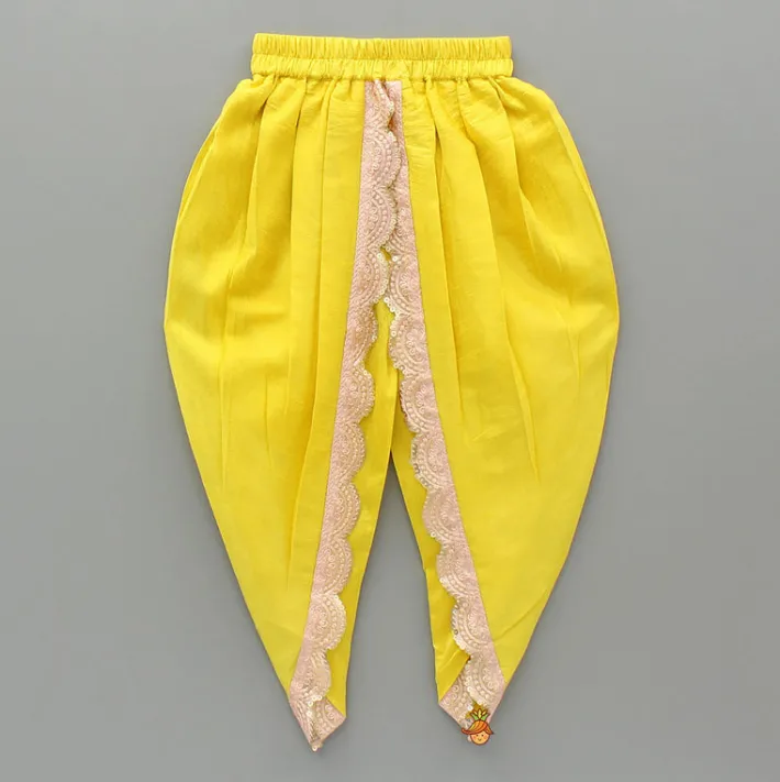 Hot Yellow Embroidered Strappy Top And Tulip Dhoti Ethnic Wear | Dhotis & Patialas