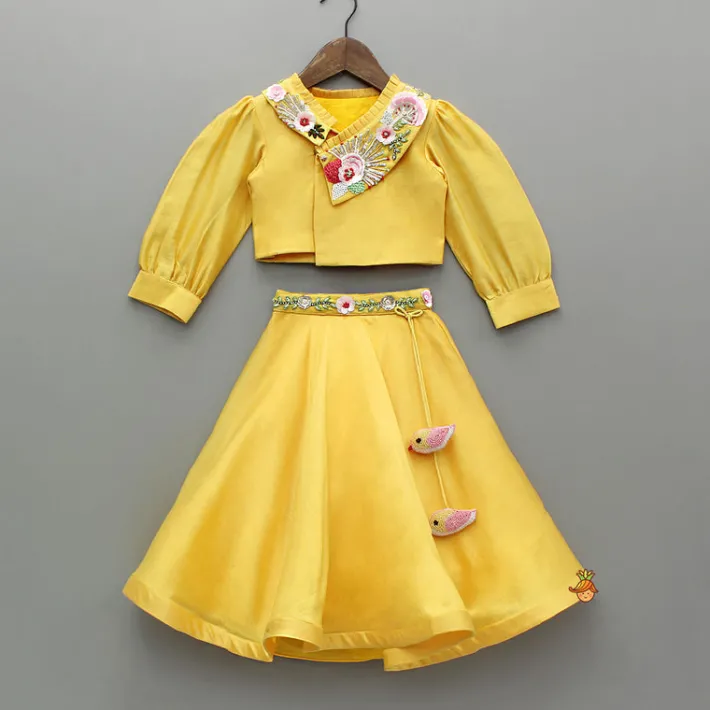 Best Yellow Embroidered Top And Lehenga Ethnic Wear | Lehengas & Ghagras