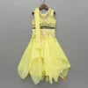 Outlet Yellow Embroidered Top And Stylish Layered Lehenga With Dupatta Ethnic Wear | Lehengas & Ghagras