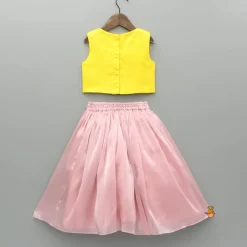 Clearance Yellow Embroidered Top And Pink Flared Lehenga Ethnic Wear | Lehengas & Ghagras