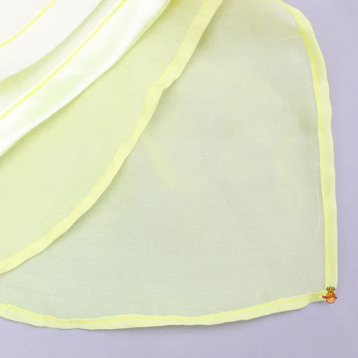 Outlet Yellow Embroidered Top And Stylish Layered Lehenga With Dupatta Ethnic Wear | Lehengas & Ghagras
