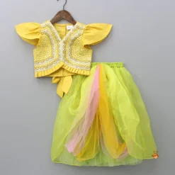 Clearance Yellow Faux Mirror Work Top And Stylish Lehenga With Dupatta Ethnic Wear | Lehengas & Ghagras