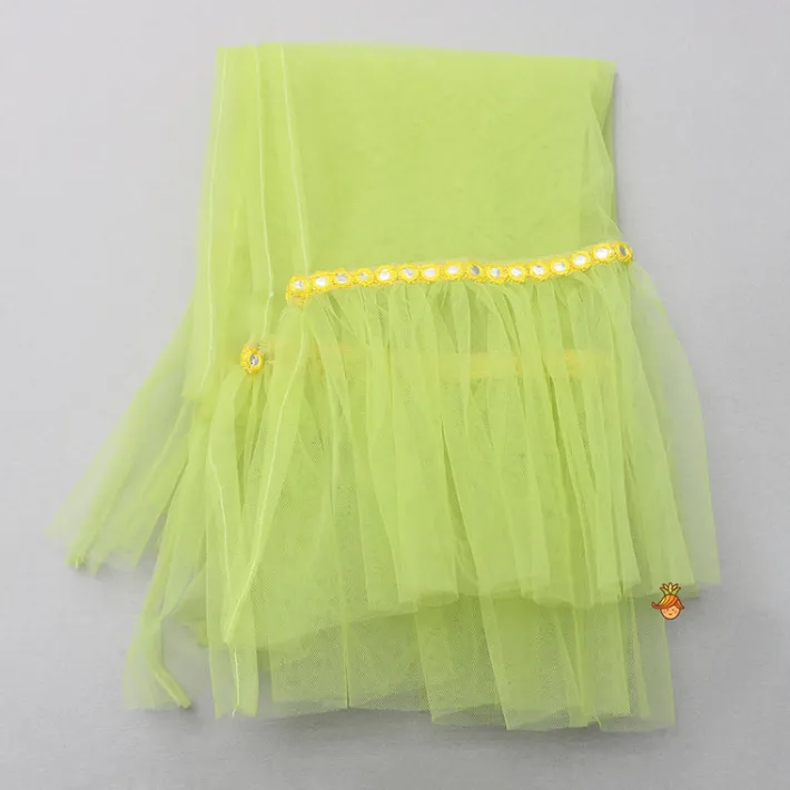 Clearance Yellow Faux Mirror Work Top And Stylish Lehenga With Dupatta Ethnic Wear | Lehengas & Ghagras