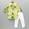 New Yellow Floral Printed Kurta With Gota Lace Detailed Jacket And Pyjama BOY Twinning Sets | Indian Ethnic Wear