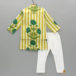 New Yellow Floral Printed Kurta With Gota Lace Detailed Jacket And Pyjama BOY Twinning Sets | Indian Ethnic Wear