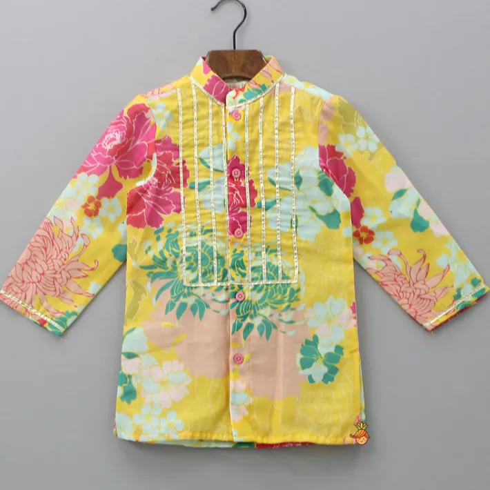 Fashion Yellow Floral Printed Kurta With Dhoti BOY Indian Ethnic Wear | Ethnic Sets