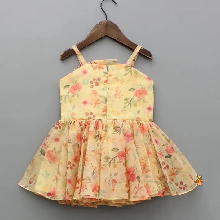 Sale Yellow Floral Printed Strappy Dress Dresses & Sets | Dresses