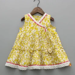 Sale Yellow Floral Printed Top And Tiered Sharara Ethnic Wear | Palazzos & Shararas