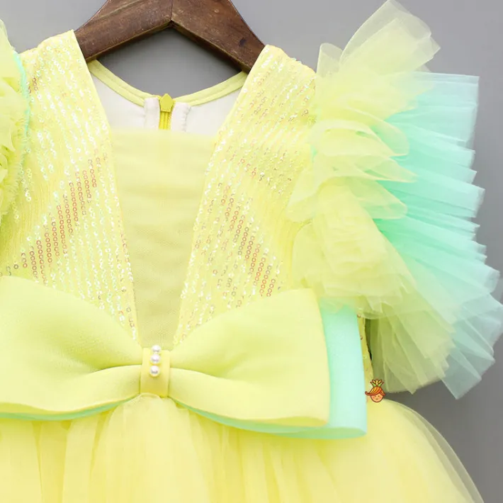 Discount Yellow Frilly Sequin Embroidered Dress Dresses & Sets | Dresses